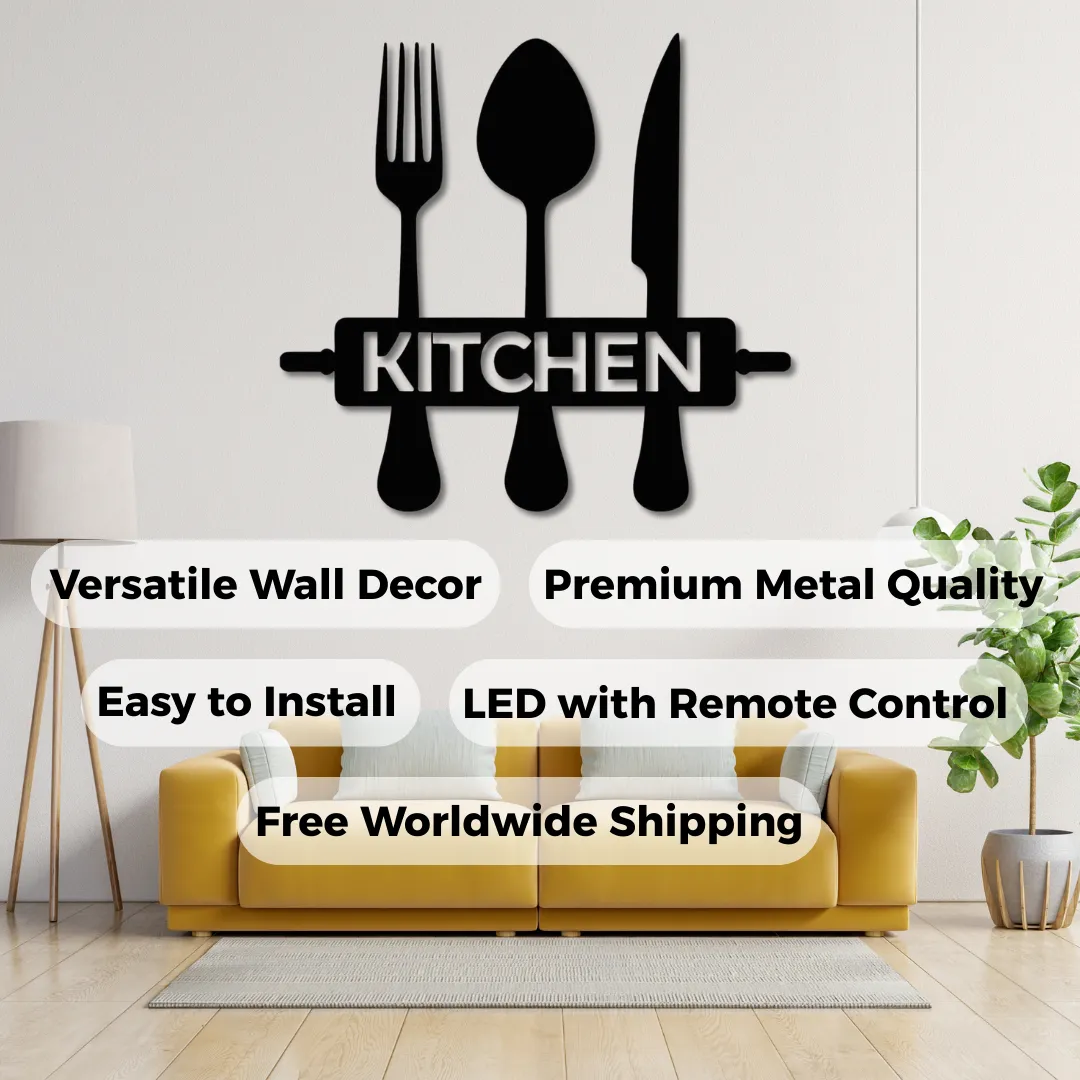 Kitchen Silhouettes Modern black metal kitchen wall hanging