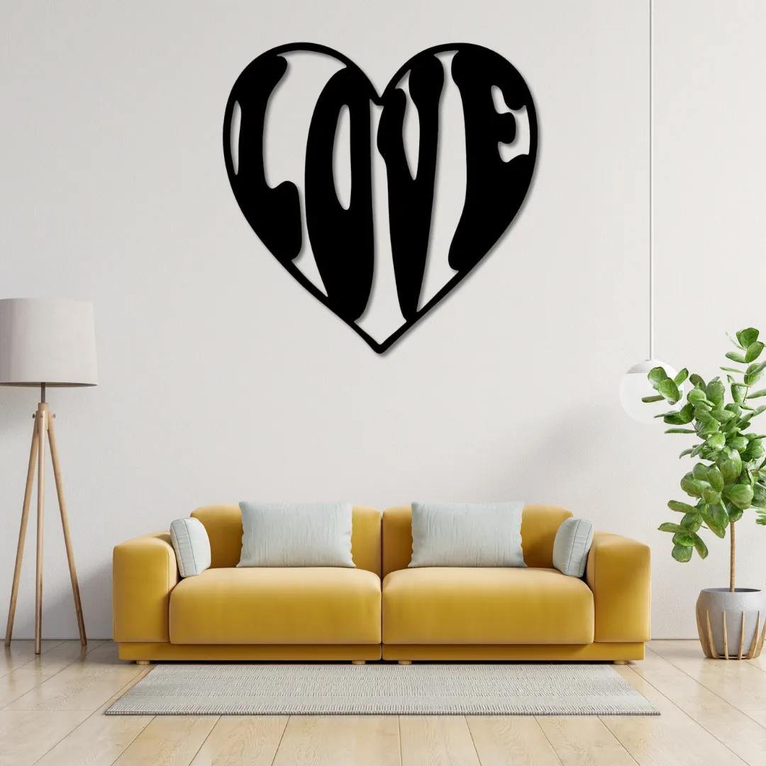 LOVE Heart Silhouette LOVE heart metal wall art romantic décor