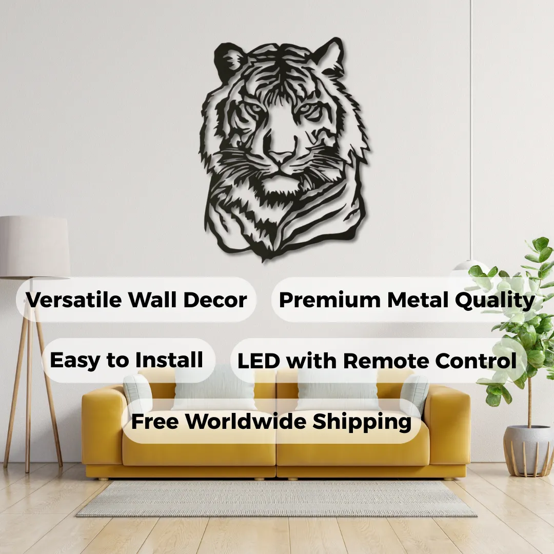 Majestic Tiger Silhouettes Black tiger wall hanging for modern interiors.