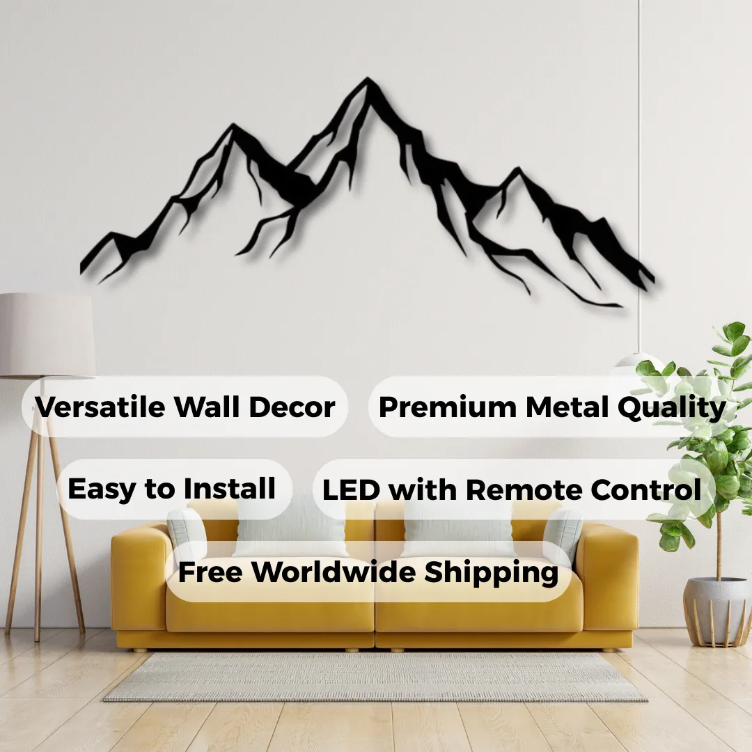 Mountain Silhouettes Modern mountain peak wall décor for living room