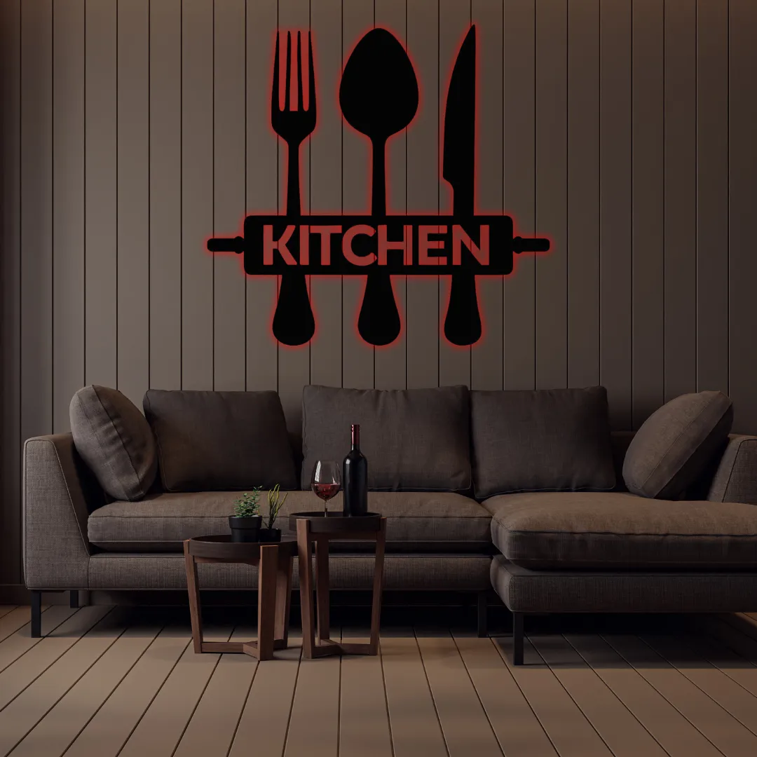 Red Kitchen Silhouette Restaurant and café kitchen metal wall décor