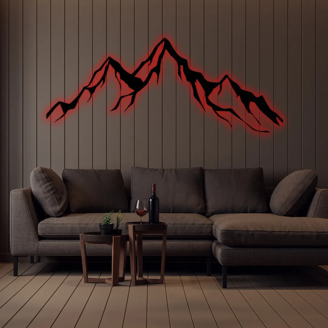 Red Mountain Silhouette Nature-inspired mountain wall hanging design