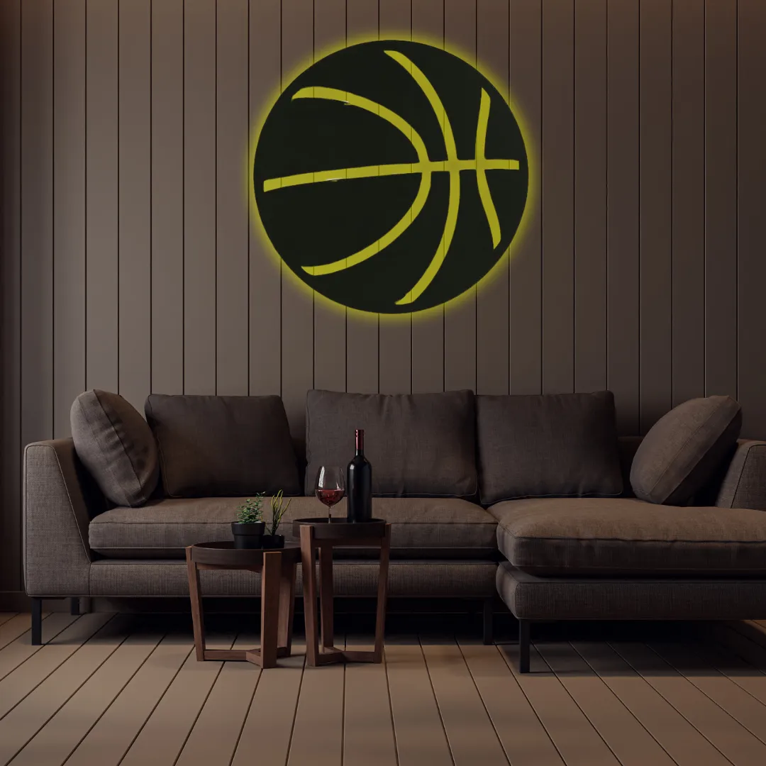Yellow Basketball Silhouette Yellow Custom basketball inspired wall hanging metal décor