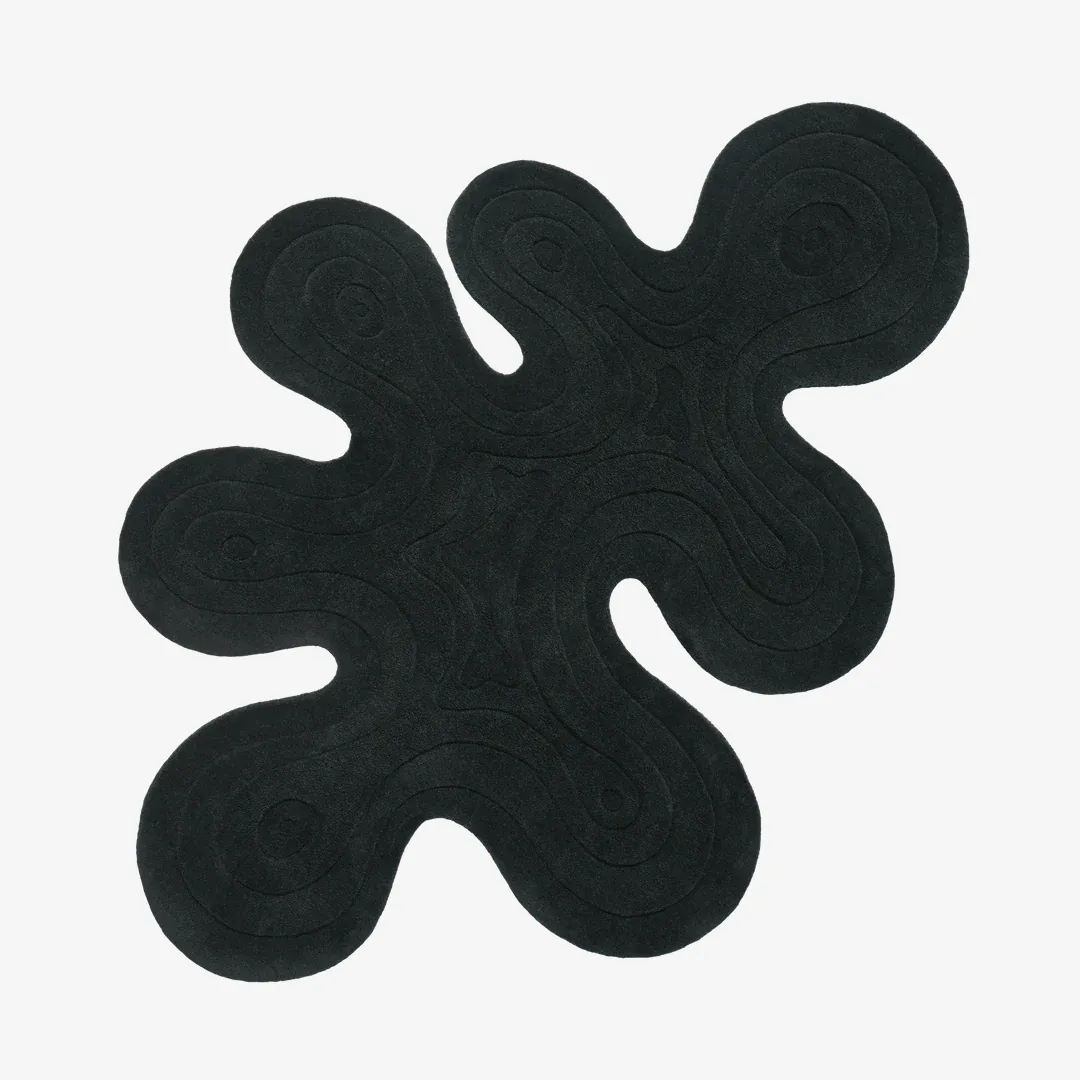 Charcoal Drift Rug Modern Charcoal Drift Rug with flowing contours and embossed ripple texture – hand-tufted wool rug