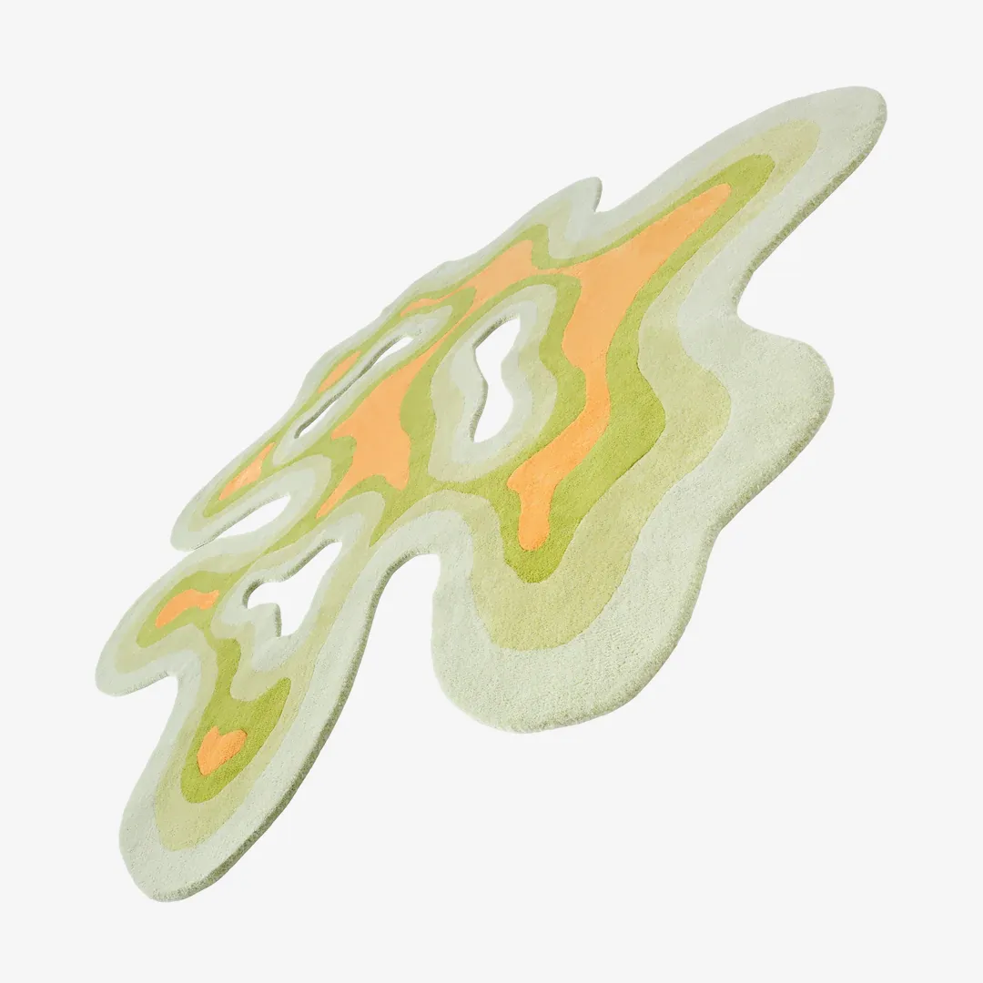Citrus Glow Irregular Rug Modern Citrus Glow Rug with vibrant orange and pastel green organic contour design – hand-tufted wool rug