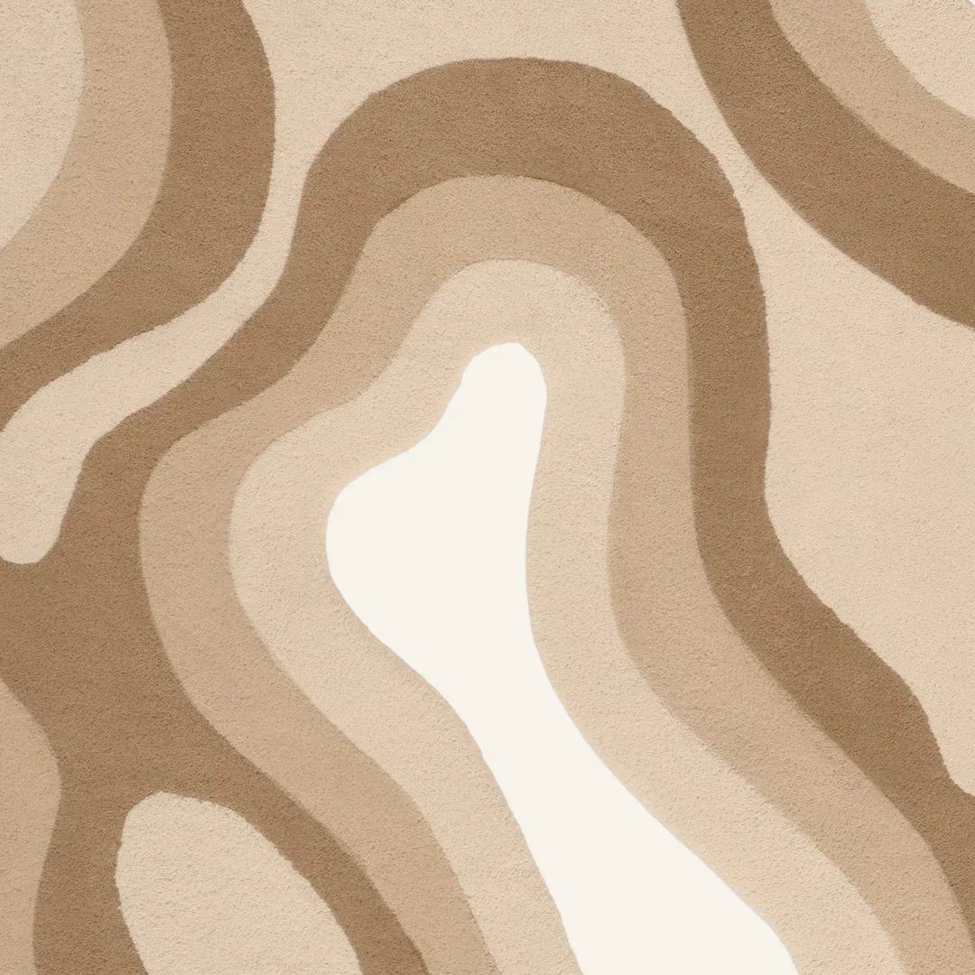 Dune Rug Beige and tan area rug showcasing fluid, wavy shapes – Dune Drift handmade designer rug