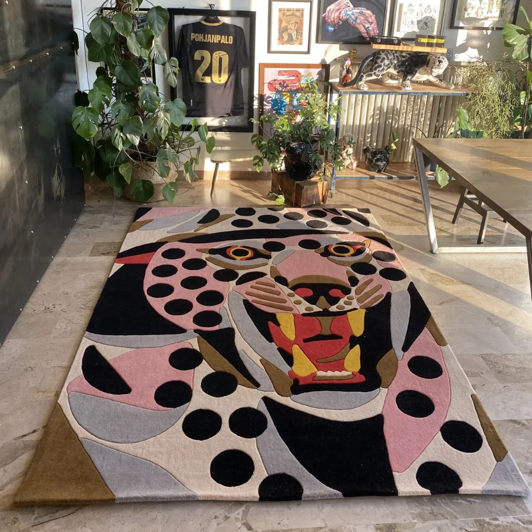 Kalyra Rugs Luxury Kalyra Rug featuring Wild Jaguar Motif and Premium Wool Texture