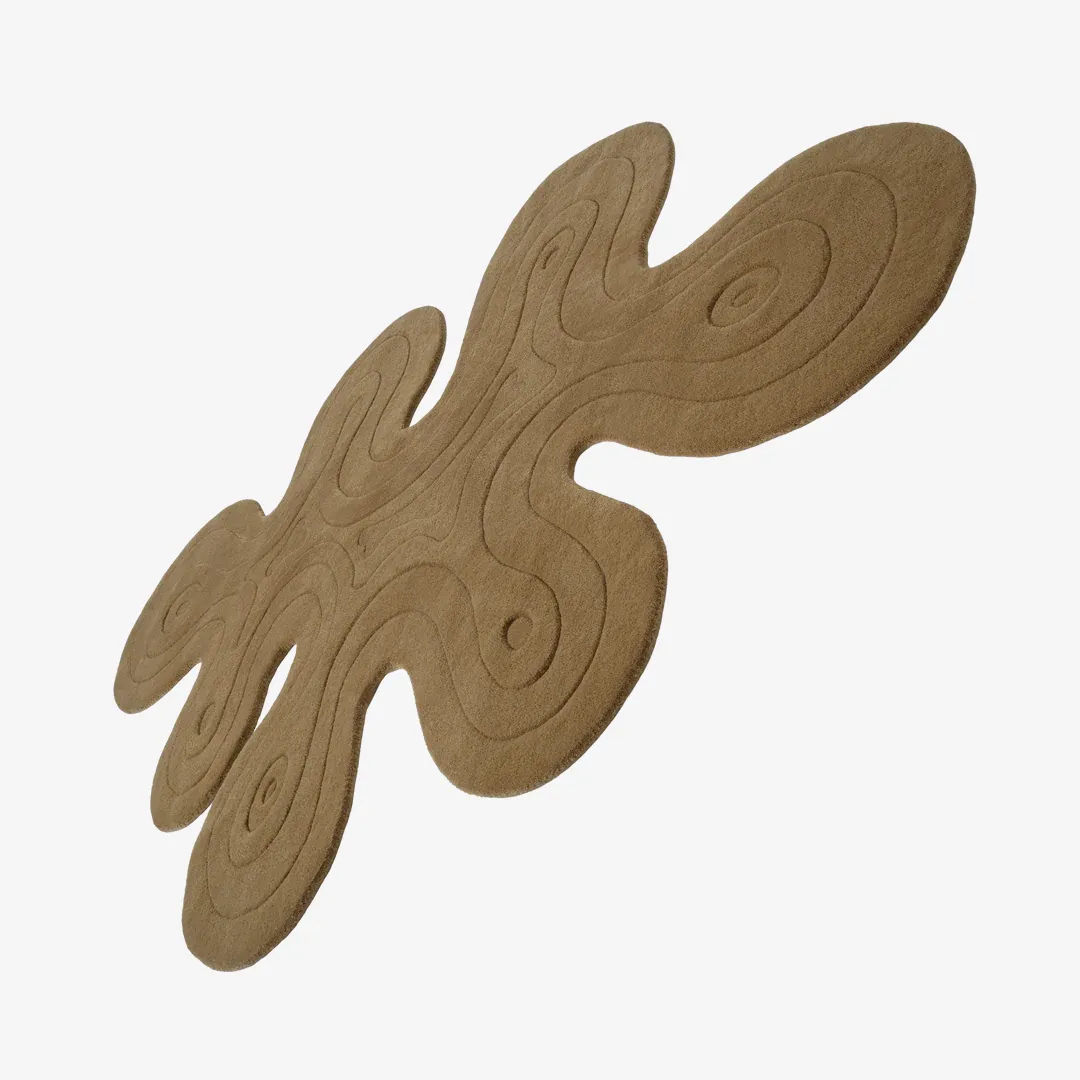 Melted Mocha Irregular Rug Modern Melted Mocha Rug with sculpted ripple texture and abstract wavy form – hand-tufted wool rug