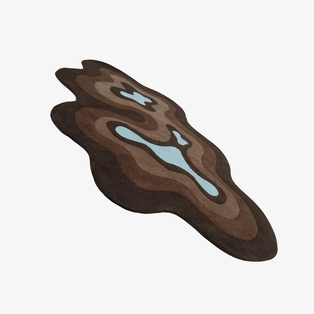 Mocha Tide Irregular Rug Hand-tufted Mocha Tide Rug showcasing abstract wave design inspired by natural earth and water forms