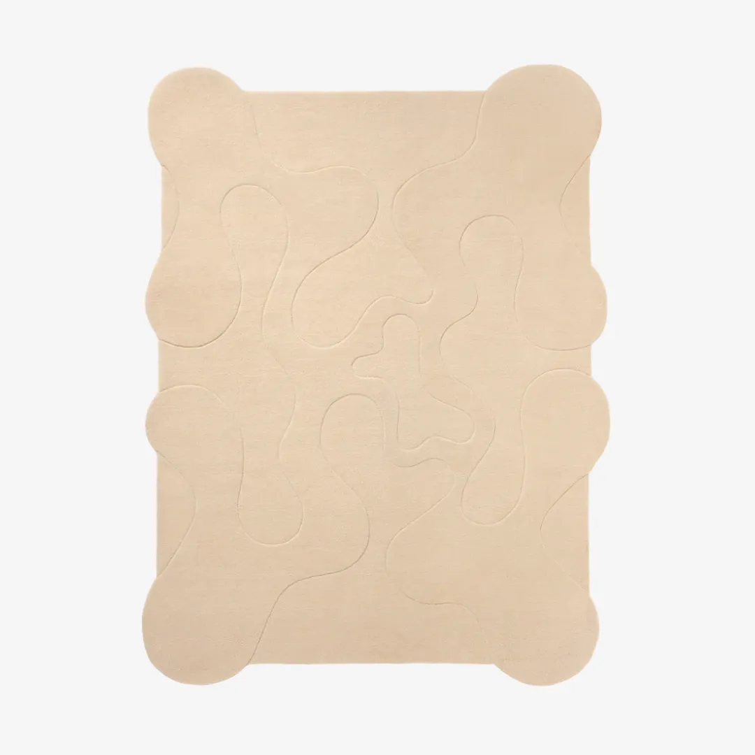 Nude Muse Rug Nude Muse Rug featuring minimal abstract design in warm beige tones – handmade tufted rug by Sneagear