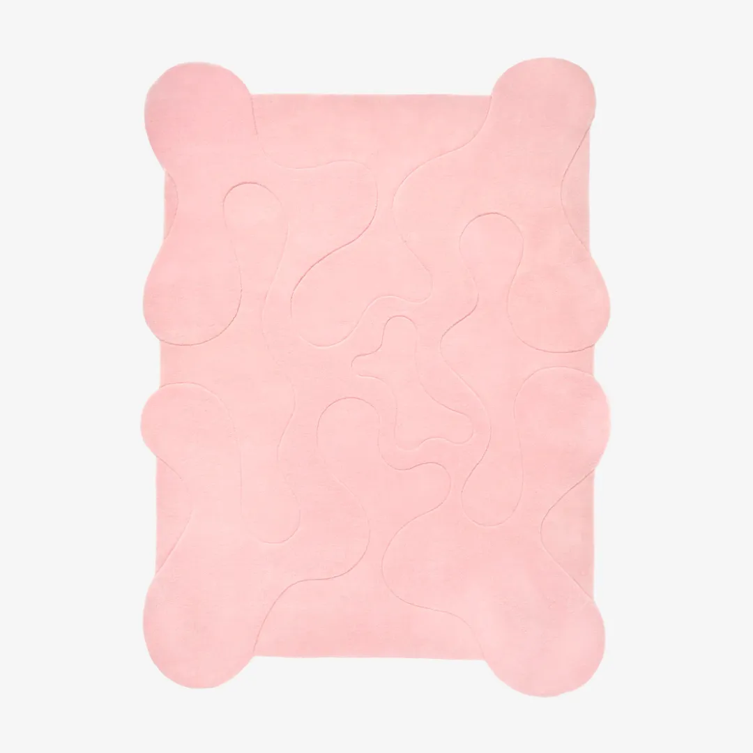 Rose Drift Rug Rose Drift Rug featuring soft pink abstract design with organic curves – handmade tufted rug by Sneagear