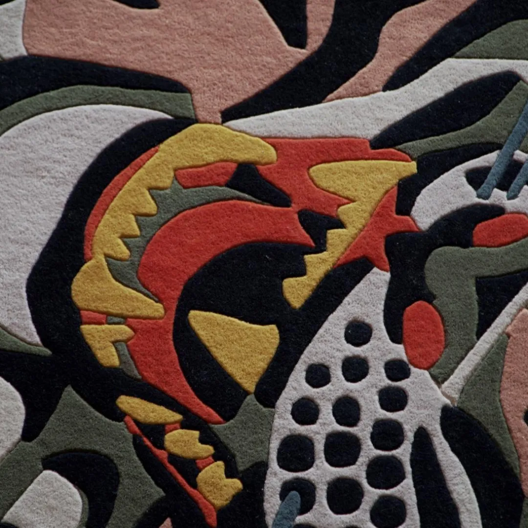 stravon rug zoomed Stravon Rug Featuring Fierce Tiger Artwork in Vibrant Colors for Modern Interiors