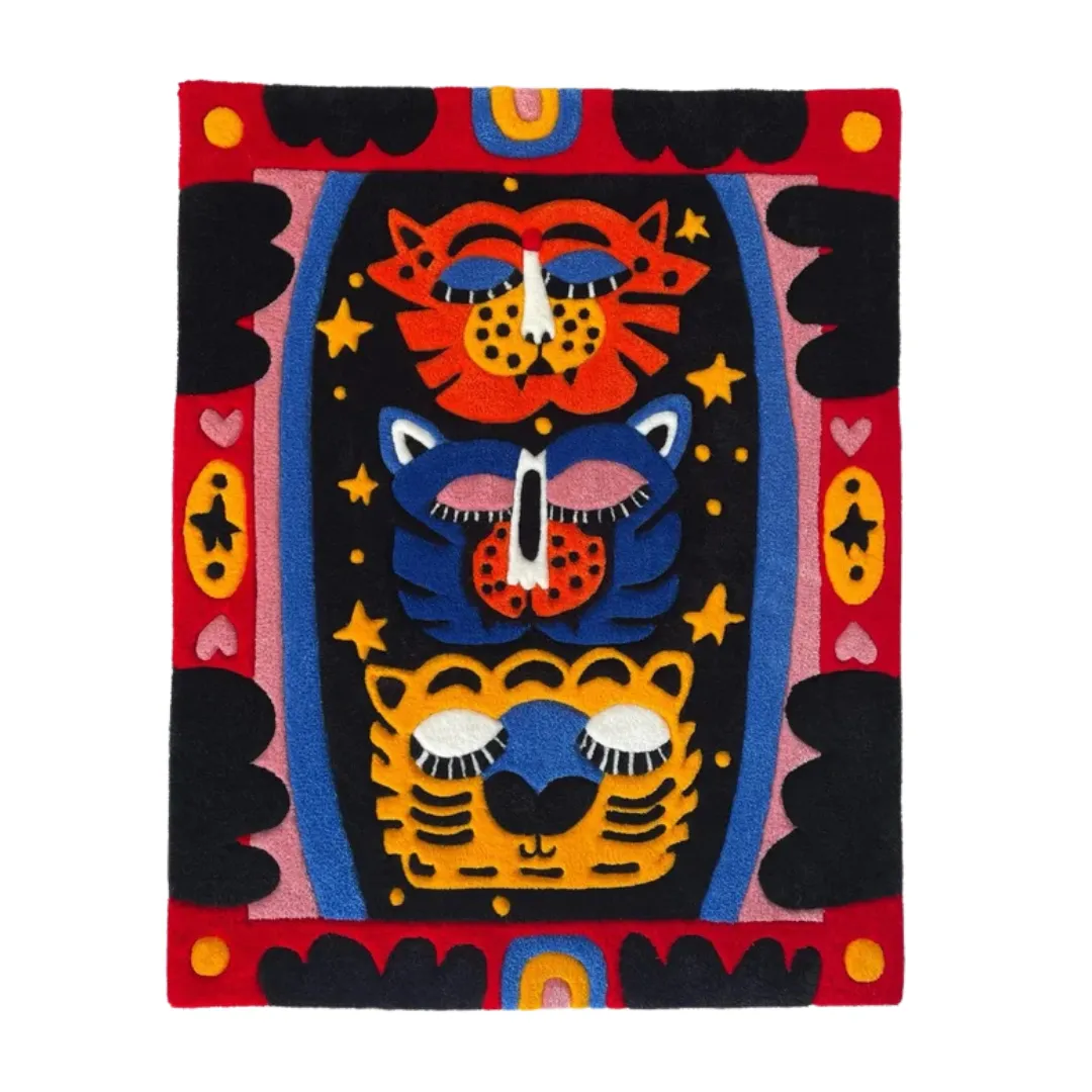 Totem Mirage Rug Totem Mirage Rug featuring colorful stacked animal faces with tribal-inspired design – handmade tufted rug by Sneagear