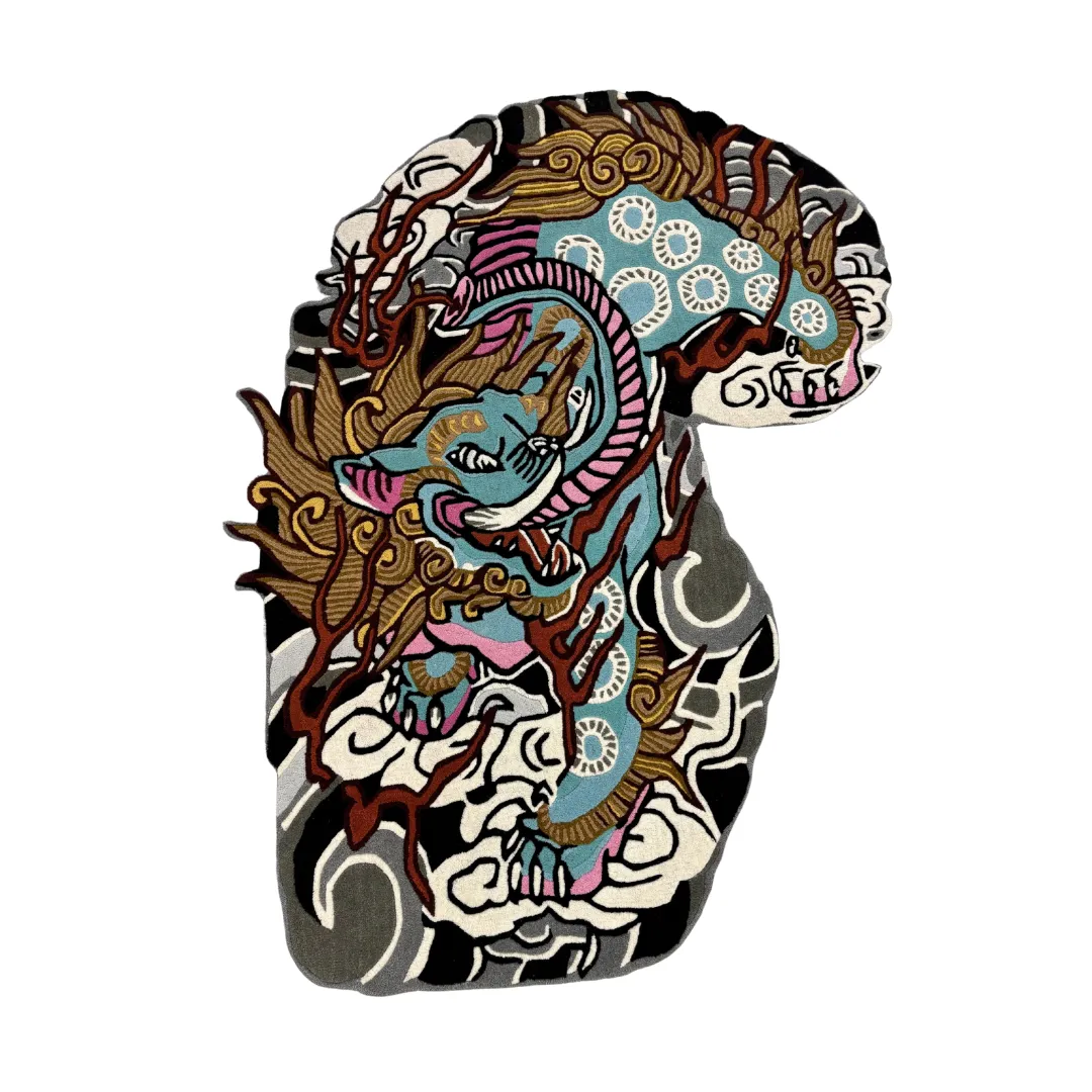 Draconic Pulse Rug Draconic Pulse Rug featuring a mythical dragon design in bold colors – hand-tufted art rug by Sneagear