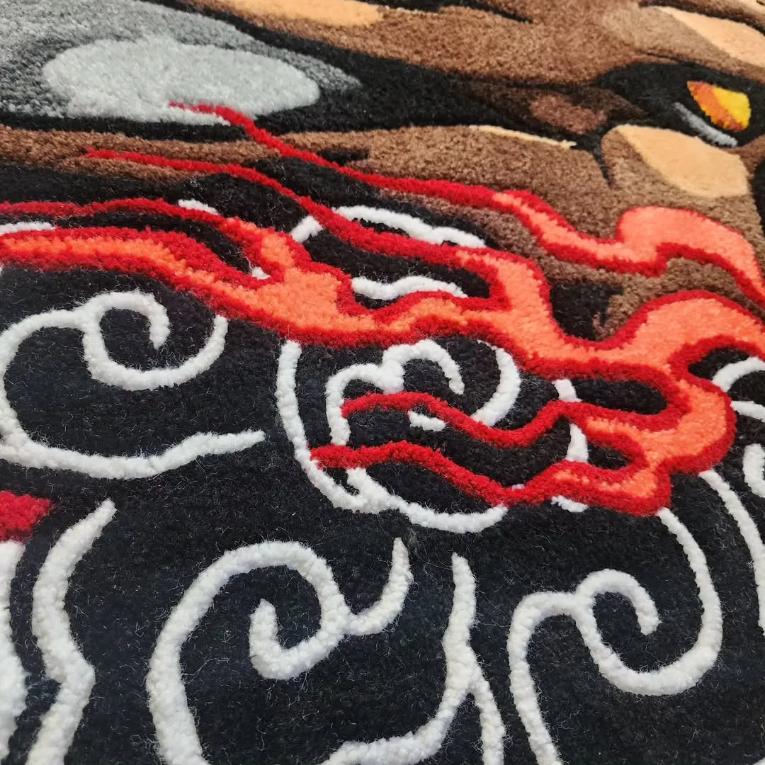 Fang Rug Hand-tufted wool rug showcasing bold fiery canine design – Inferno Fang Rug by Sneagear