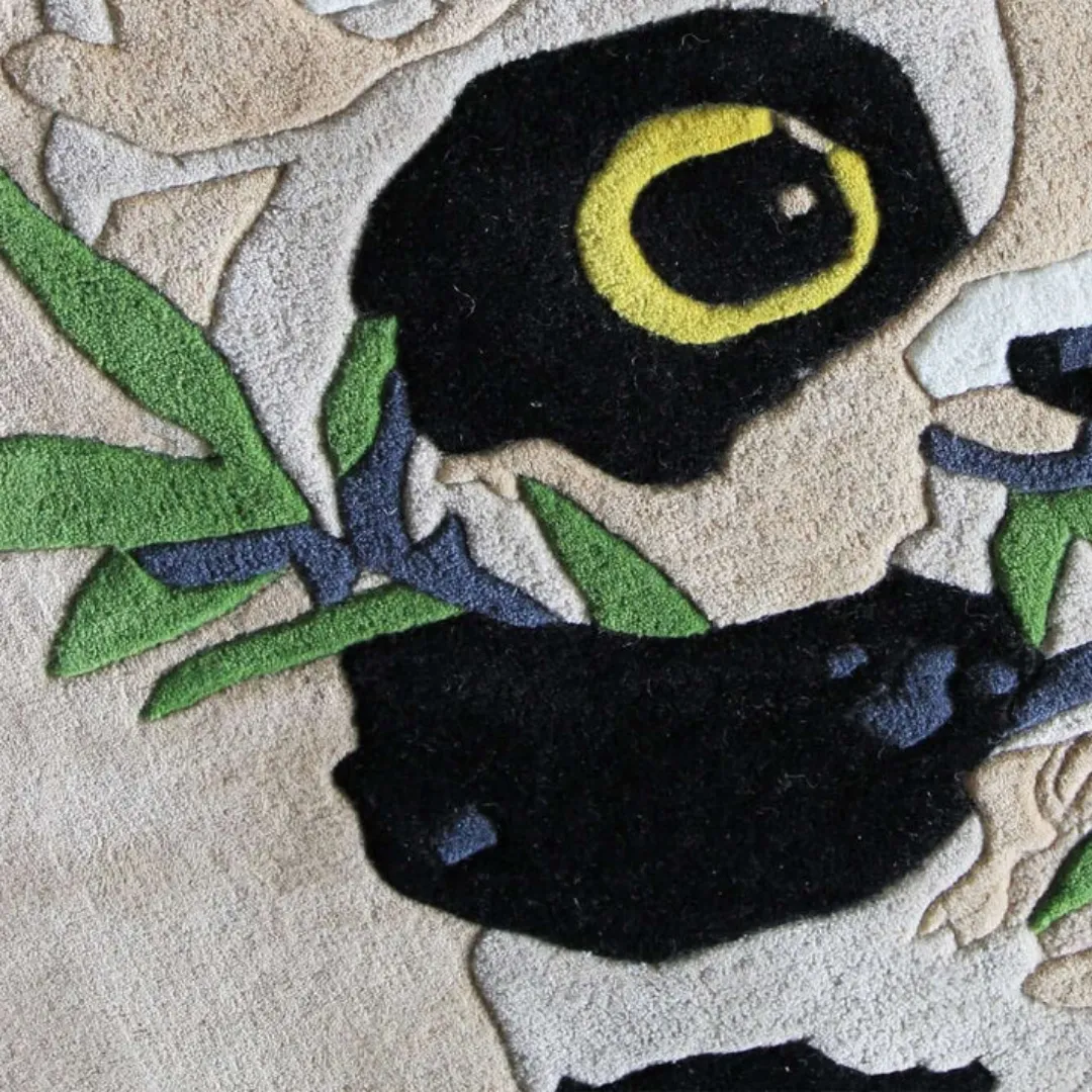 Panda Rug Playful panda design rug for nursery or playroom – Panda Hugs wool area rug