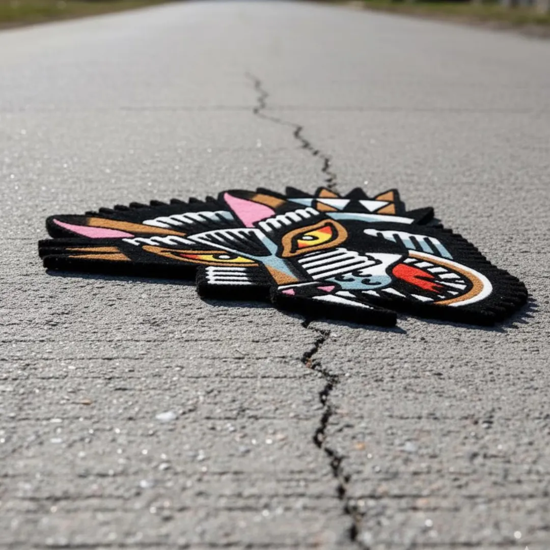 Wolf Rug Tattoo decor rug with fierce wolf design and sharp detailing – Lunar Wolf Handmade Rug